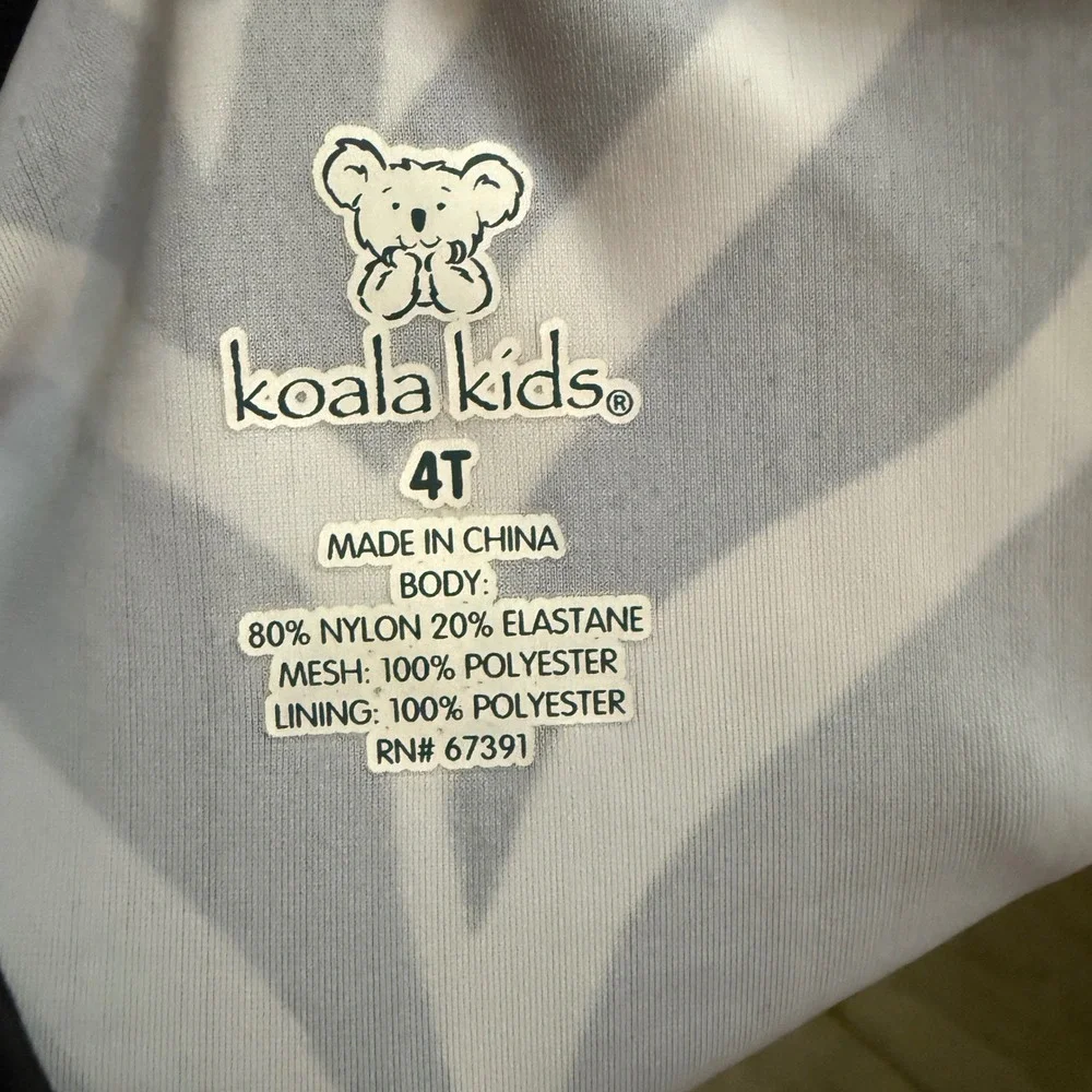 Koala Kids 4T Zebra Print One Piece Swimsuit Turquoise Tutu Ruffle Flower Black